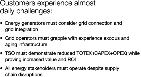 Customers experience almost daily challenges: • Energy generators must consider grid connection and grid integration...
